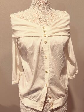 Vero Moda Off-Shoulder White Button-Up Blouse